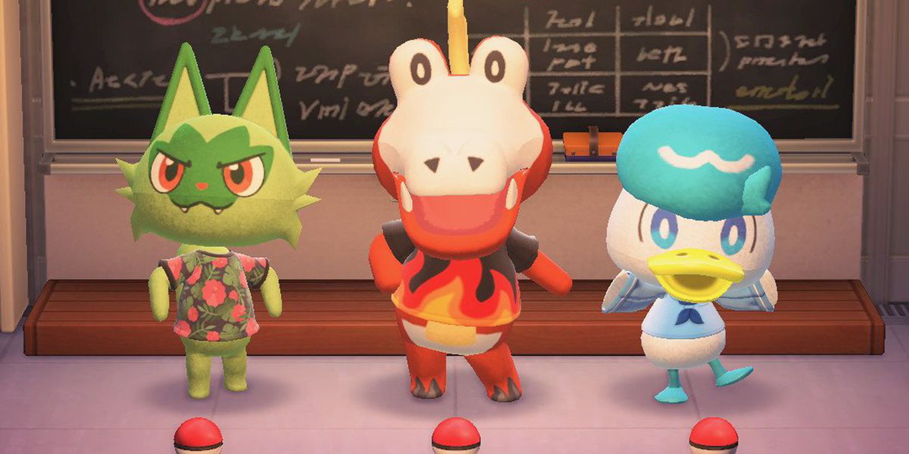 gli starter di pokemon scarlet e violet su animal crossing